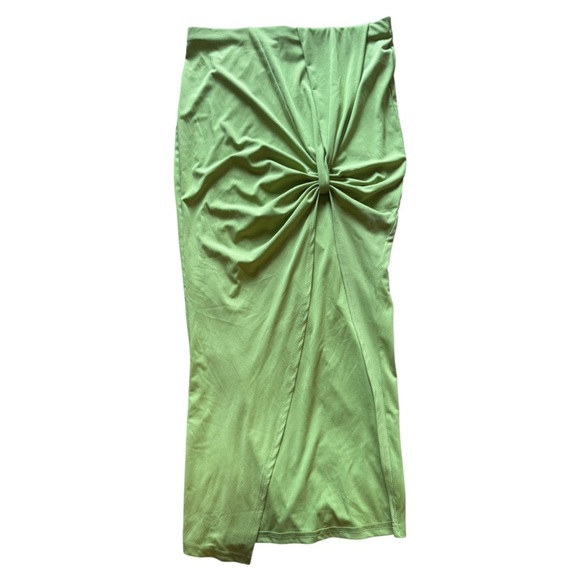 Green midi skirt with high split - Picture 1 of 5